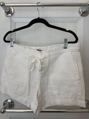 Vince White Linen Drawstring Shorts Size M